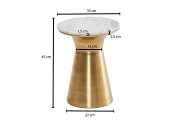 Sidebord Wohnling Ekte marmor, rund, 35 cm, gyllen base, moderne stil - Møbler - Bord - Avlastningsbord - Lampebord & sidebord