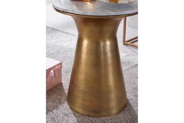 Sidebord Wohnling Ekte marmor, rund, 35 cm, gyllen base, moderne stil - Møbler - Bord - Avlastningsbord - Lampebord & sidebord