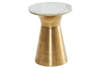 Sidebord Wohnling Ekte marmor, rund, 35 cm, gyllen base, moderne stil - Møbler - Bord - Avlastningsbord - Lampebord & sidebord