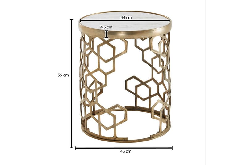 Sidebord Wohnling Ekte marmor, rund, 44 cm, bikubemønstret base, moderne stil - Møbler - Bord - Avlastningsbord - Lampebord & sidebord