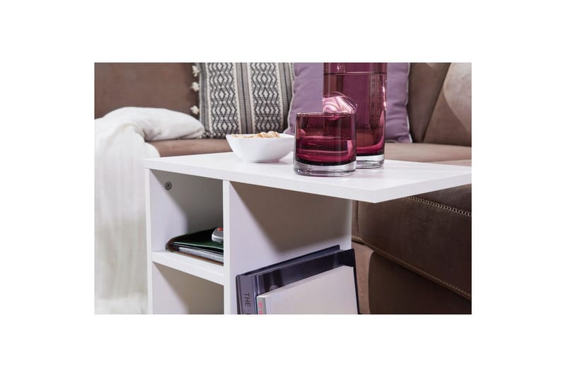 Sidebord Wohnling foliert sponplate 50 cm, moderne loftstil Hvit - Hvit - Møbler - Bord - Avlastningsbord - Lampebord & sidebord