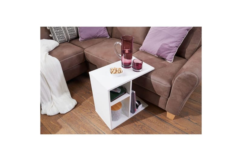 Sidebord Wohnling foliert sponplate 50 cm, moderne loftstil Hvit - Hvit - Møbler - Bord - Avlastningsbord - Lampebord & sidebord