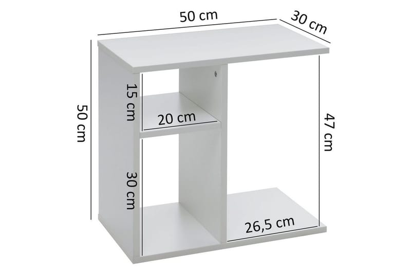 Sidebord Wohnling foliert sponplate 50 cm, moderne loftstil Hvit - Hvit - Møbler - Bord - Avlastningsbord - Lampebord & sidebord