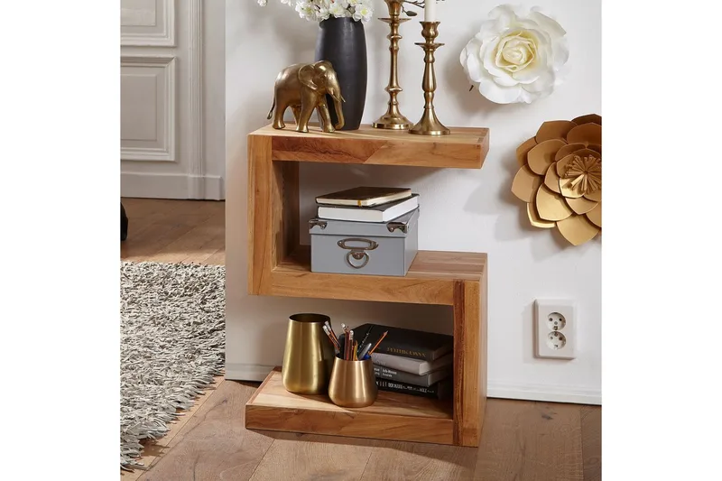 Sidebord Wohnling Heltre, S kube, landlig stil Akasie - Akasie - Møbler - Bord - Avlastningsbord - Lampebord & sidebord