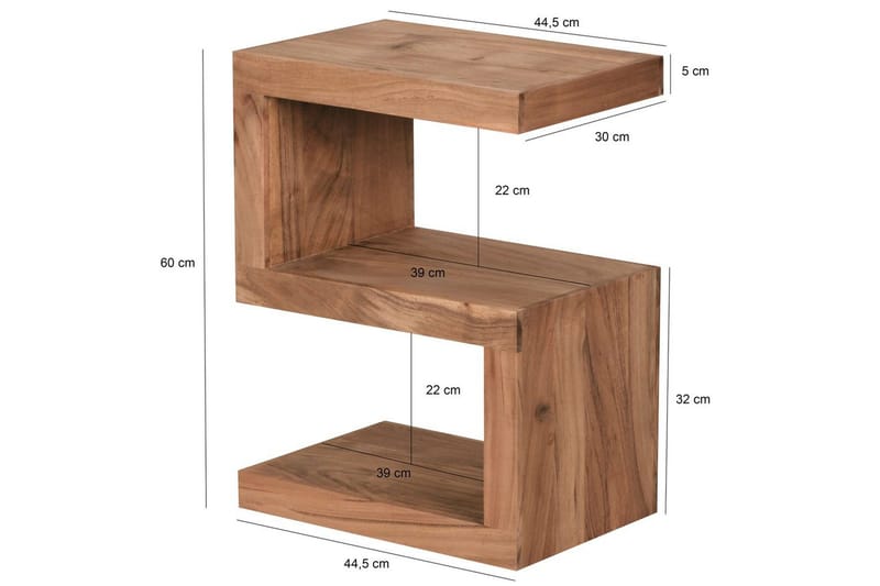 Sidebord Wohnling Heltre, S kube, landlig stil Akasie - Akasie - Møbler - Bord - Avlastningsbord - Lampebord & sidebord