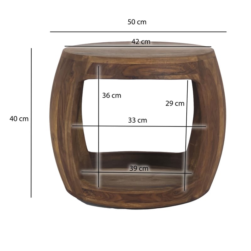 Sidebord Wohnling Massivt sheeshamtre, landlig stil - varm mørkebrun - Møbler - Bord - Avlastningsbord - Lampebord & sidebord