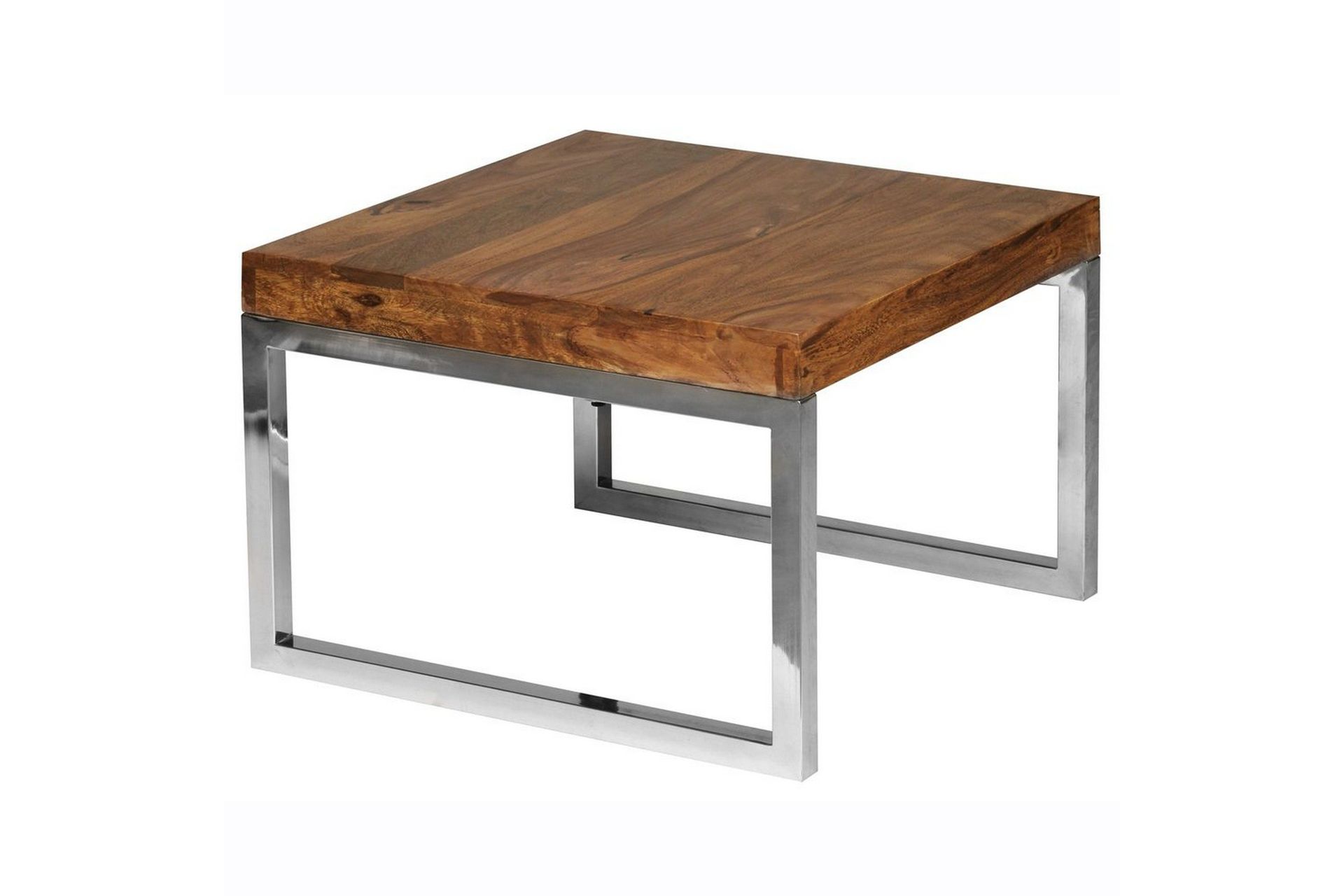 Sidebord Wohnling massivt tre, firkantet med metall kromben, landlig stil 60x60 cm - 60x60 cm