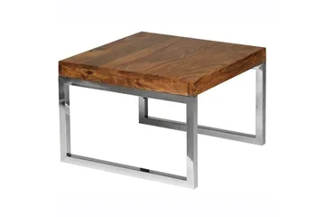 Sidebord Wohnling massivt tre, firkantet med metall kromben, landlig stil 60x60 cm - 60x60 cm - Møbler - Bord - Avlastningsbord - Lampebord & sidebord