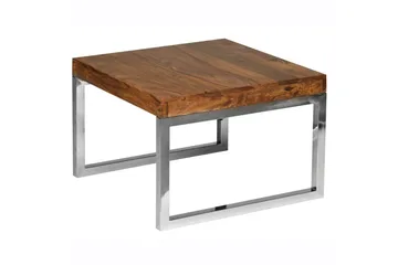 Sidebord Wohnling massivt tre, firkantet med metall kromben, landlig stil 60x60 cm - 60x60 cm - Møbler - Bord - Avlastningsbord - Lampebord & sidebord
