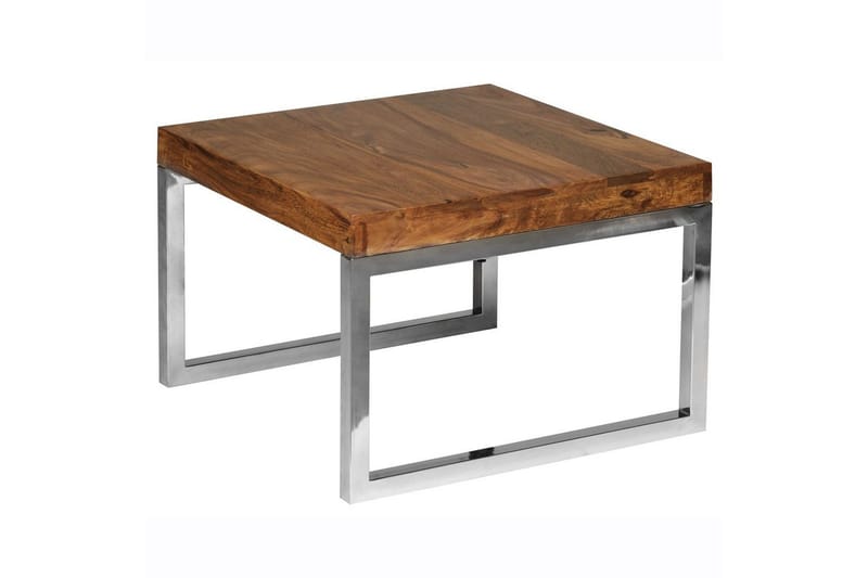 Sidebord Wohnling massivt tre, firkantet med metall kromben, landlig stil 60x60 cm - 60x60 cm - Møbler - Bord - Avlastningsbord - Lampebord & sidebord