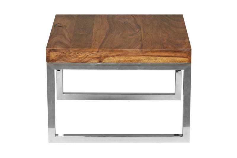 Sidebord Wohnling massivt tre, firkantet med metall kromben, landlig stil 60x60 cm - 60x60 cm - Møbler - Bord - Avlastningsbord - Lampebord & sidebord