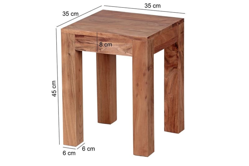 Sidebord Wohnling massivt tre 35x35cm med trebente bein, landlig stil Akasie - Akasie - Møbler - Bord - Avlastningsbord - Lampebord & sidebord