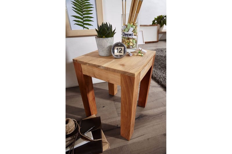 Sidebord Wohnling massivt tre 35x35cm med trebente bein, landlig stil Akasie - Akasie - Møbler - Bord - Avlastningsbord - Lampebord & sidebord