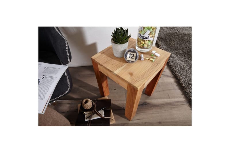 Sidebord Wohnling massivt tre 35x35cm med trebente bein, landlig stil Akasie - Akasie - Møbler - Bord - Avlastningsbord - Lampebord & sidebord