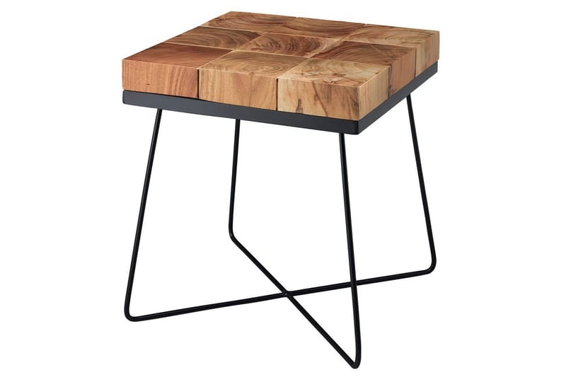 Sidebord Wohnling Massivt tre blokkstil pulverlakkert metallramme industriell, undefined