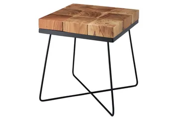 Sidebord Wohnling Massivt tre blokkstil pulverlakkert metallramme industriell - Møbler - Bord - Avlastningsbord - Lampebord & sidebord