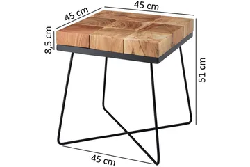 Sidebord Wohnling Massivt tre blokkstil pulverlakkert metallramme industriell - Møbler - Bord - Avlastningsbord - Lampebord & sidebord
