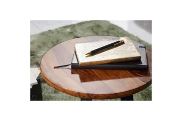 Sidebord Wohnling massivt tre svart metallramme rund 35 cm, industriell loftstil 45 cm - 45 cm - Møbler - Bord - Avlastningsbord - Lampebord & sidebord