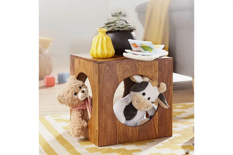 Sidebord Wohnling Massivt treverk kube lagringsplass landlig hus - Møbler - Bord - Avlastningsbord - Lampebord & sidebord