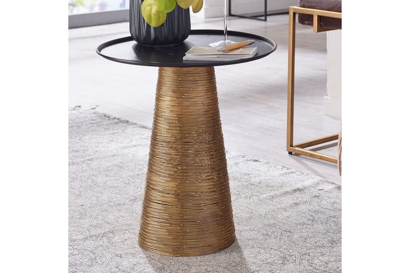 Sidebord Wohnling Metall Rund 40 cm Brettoptikk Bordplate Moderne - Møbler - Bord - Avlastningsbord - Lampebord & sidebord