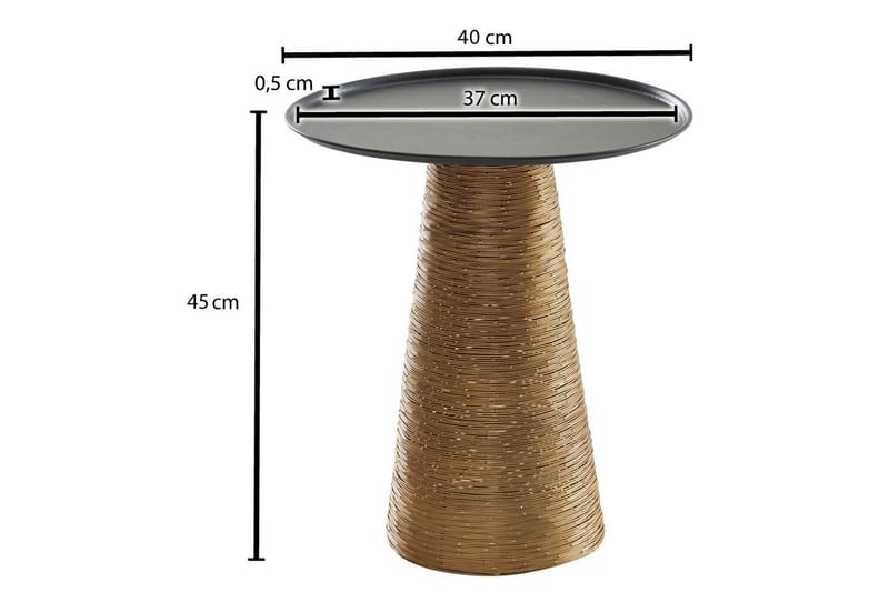 Sidebord Wohnling Metall Rund 40 cm Brettoptikk Bordplate Moderne - Møbler - Bord - Avlastningsbord - Lampebord & sidebord