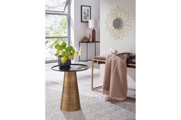 Sidebord Wohnling Metall Rund 40 cm Brettoptikk Bordplate Moderne - Møbler - Bord - Avlastningsbord - Lampebord & sidebord