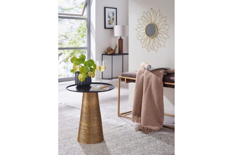 Sidebord Wohnling Metall Rund 40 cm Brettoptikk Bordplate Moderne - Møbler - Bord - Avlastningsbord - Lampebord & sidebord