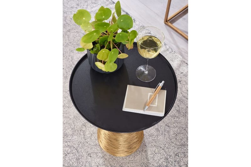 Sidebord Wohnling Metall Rund 40 cm Brettoptikk Bordplate Moderne - Møbler - Bord - Avlastningsbord - Lampebord & sidebord