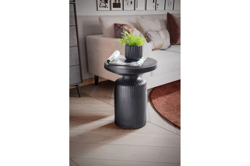 Sidebord Wohnling Metall Rund 40 cm Svart Hamret Utseende Industriell - Møbler - Bord - Avlastningsbord - Lampebord & sidebord