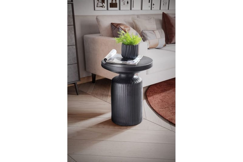 Sidebord Wohnling Metall Rund 40 cm Svart Hamret Utseende Industriell - Møbler - Bord - Avlastningsbord - Lampebord & sidebord