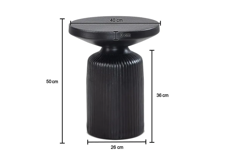 Sidebord Wohnling Metall Rund 40 cm Svart Hamret Utseende Industriell - Møbler - Bord - Avlastningsbord - Lampebord & sidebord