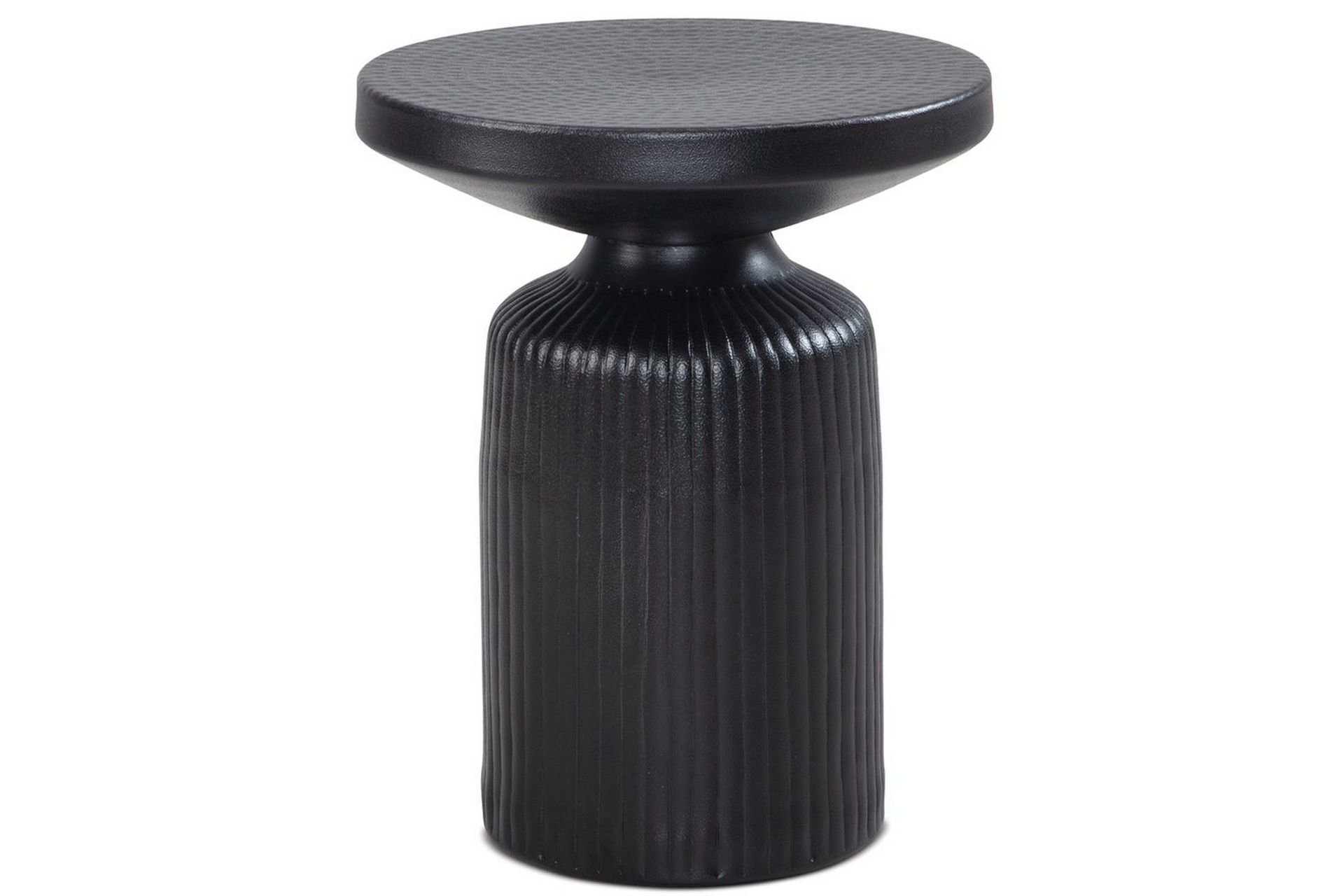 Sidebord Wohnling Metall Rund 40 cm Svart Hamret Utseende Industriell -