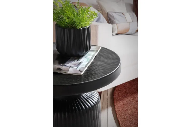 Sidebord Wohnling Metall Rund 40 cm Svart Hamret Utseende Industriell - Møbler - Bord - Avlastningsbord - Lampebord & sidebord