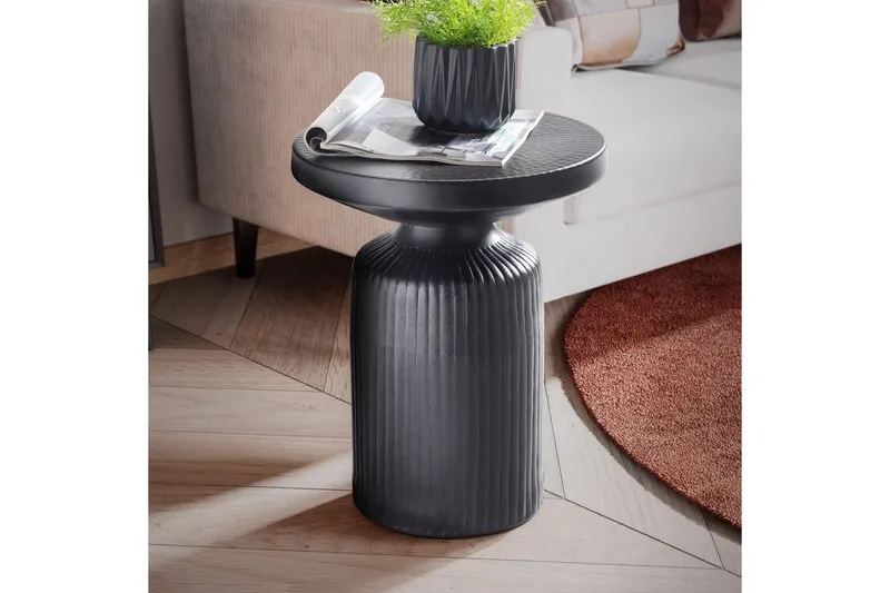 Sidebord Wohnling Metall Rund 40 cm Svart Hamret Utseende Industriell - Møbler - Bord - Avlastningsbord - Lampebord & sidebord