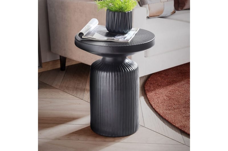 Sidebord Wohnling Metall Rund 40 cm Svart Hamret Utseende Industriell - Møbler - Bord - Avlastningsbord - Lampebord & sidebord