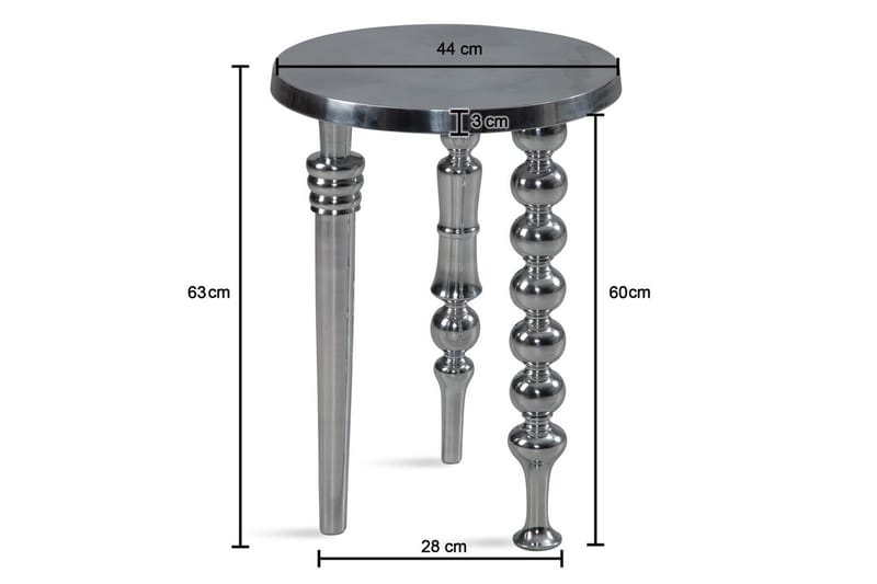 Sidebord Wohnling Metall Rund 44 cm med 3 Forskjellige Ben Moderne - Møbler - Bord - Avlastningsbord - Lampebord & sidebord