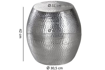 Sidebord Wohnling rund 30 cm, 42 cm høyde, aluminium hammerutseende, orientalsk stil Sølv - Sølv - Møbler - Bord - Avlastningsbord - Lampebord & sidebord