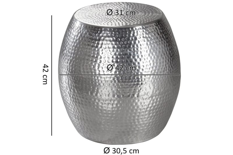 Sidebord Wohnling rund 30 cm, 42 cm høyde, aluminium hammerutseende, orientalsk stil Sølv - Sølv - Møbler - Bord - Avlastningsbord - Lampebord & sidebord