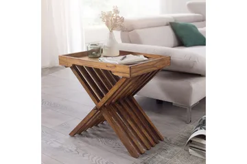 Sidebord Wohnling Rustikk heltre sammenleggbart kryssbensdesign landlig stil - Møbler - Bord - Avlastningsbord - Brettbord og småbord