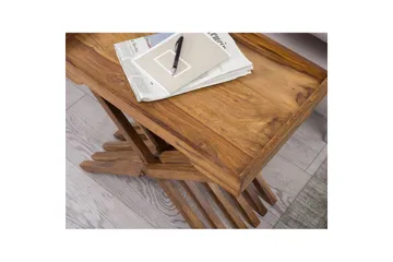 Sidebord Wohnling Rustikk heltre sammenleggbart kryssbensdesign landlig stil - Møbler - Bord - Avlastningsbord - Brettbord og småbord