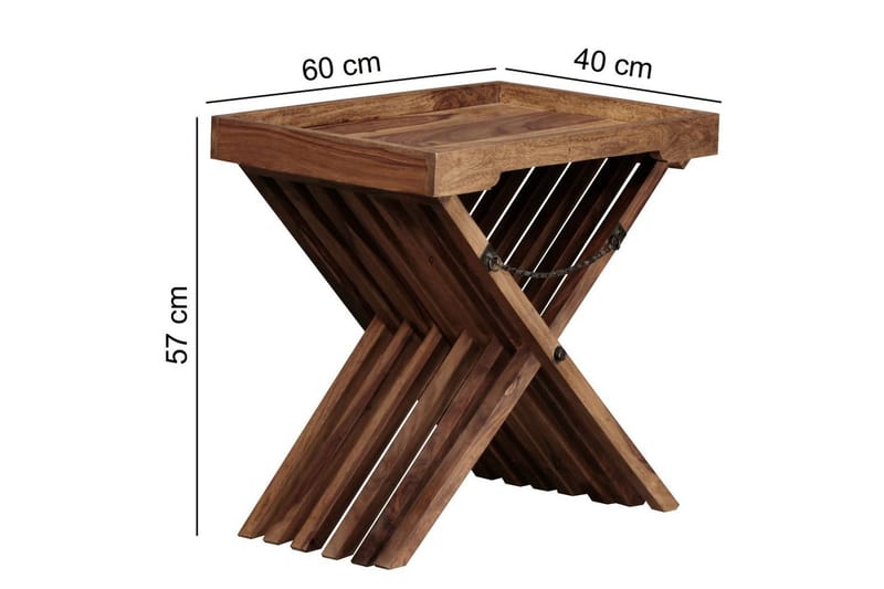 Sidebord Wohnling Rustikk heltre sammenleggbart kryssbensdesign landlig stil - Møbler - Bord - Avlastningsbord - Brettbord og småbord
