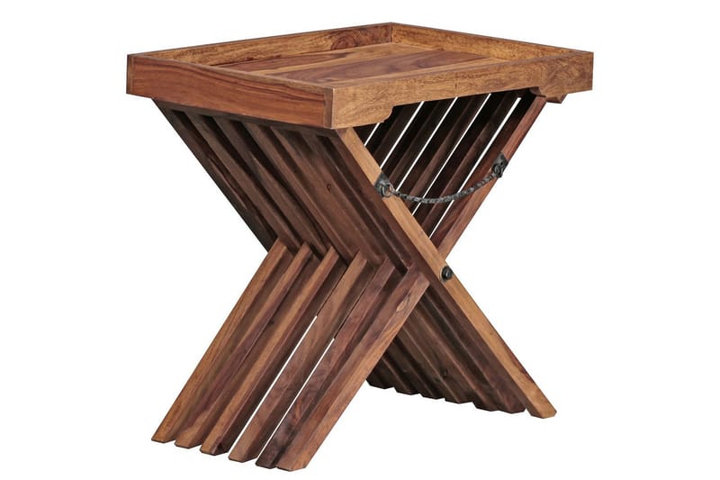Sidebord Wohnling Rustikk heltre sammenleggbart kryssbensdesign landlig stil - Møbler - Bord - Avlastningsbord - Brettbord og småbord