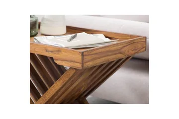 Sidebord Wohnling Rustikk heltre sammenleggbart kryssbensdesign landlig stil - Møbler - Bord - Avlastningsbord - Brettbord og småbord