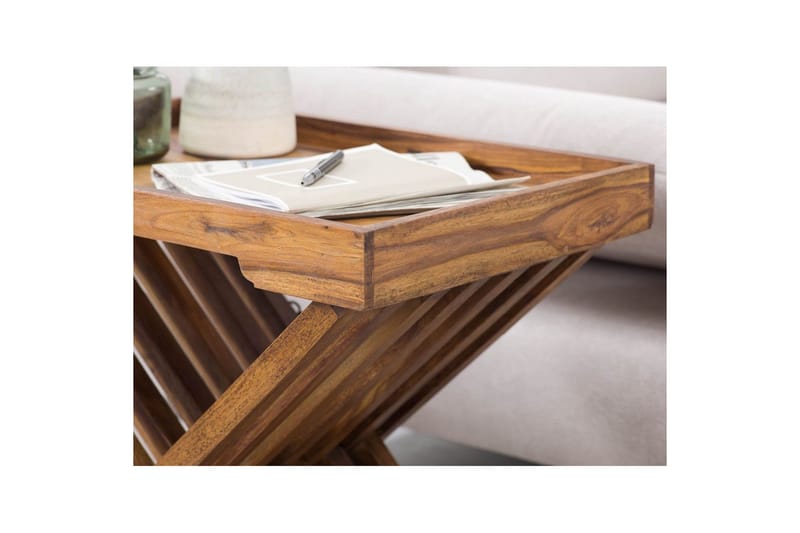 Sidebord Wohnling Rustikk heltre sammenleggbart kryssbensdesign landlig stil - Møbler - Bord - Avlastningsbord - Brettbord og småbord