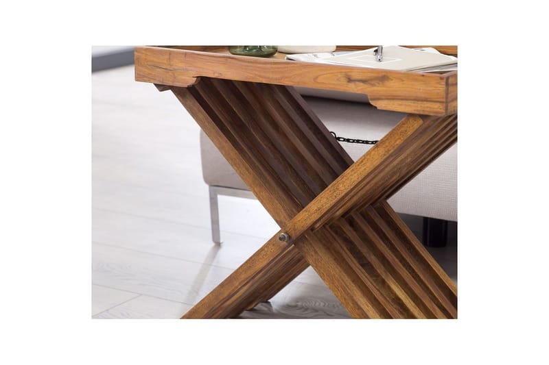 Sidebord Wohnling Rustikk heltre sammenleggbart kryssbensdesign landlig stil - Møbler - Bord - Avlastningsbord - Brettbord og småbord