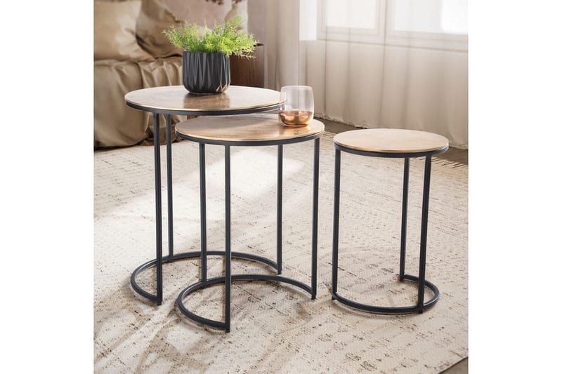 Sidebord Wohnling Sett med 3 runde metall med filigrane metallben industriell - Møbler - Bord - Avlastningsbord - Lampebord & sidebord