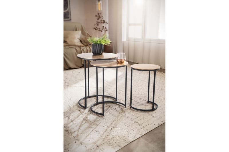 Sidebord Wohnling Sett med 3 runde metall med filigrane metallben industriell - Møbler - Bord - Avlastningsbord - Lampebord & sidebord