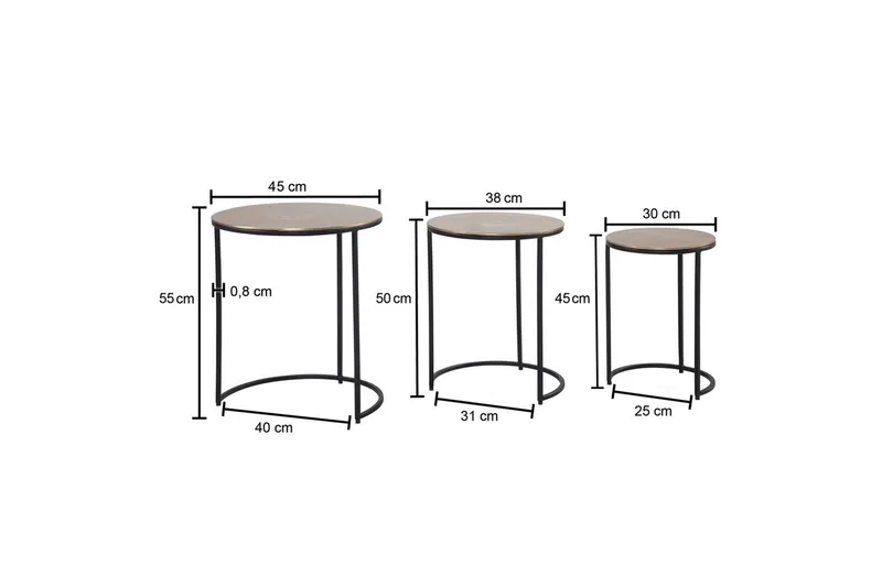 Sidobord & lampbord Wohnling Guld, Svart - Møbler - Bord - Avlastningsbord - Settbord