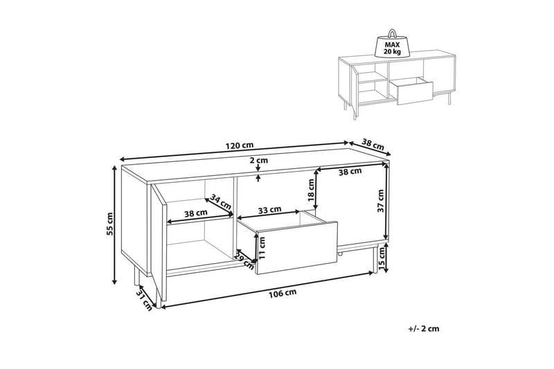 Skjenk Okland Hvit, mørkt treverk - Hvit, mørkt treverk - Oppbevaring - Oppbevaringsmøbler - Sideboard & skjenker
