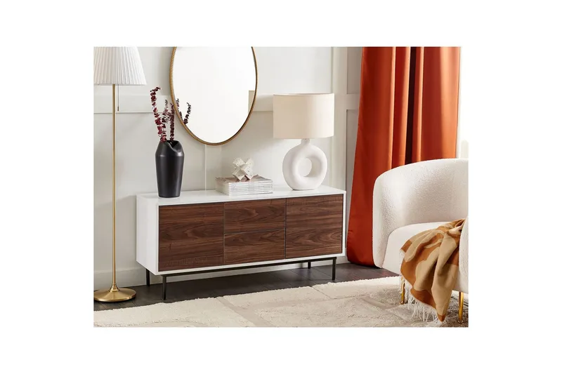 Skjenk Okland Hvit, mørkt treverk - Hvit, mørkt treverk - Oppbevaring - Oppbevaringsmøbler - Sideboard & skjenker